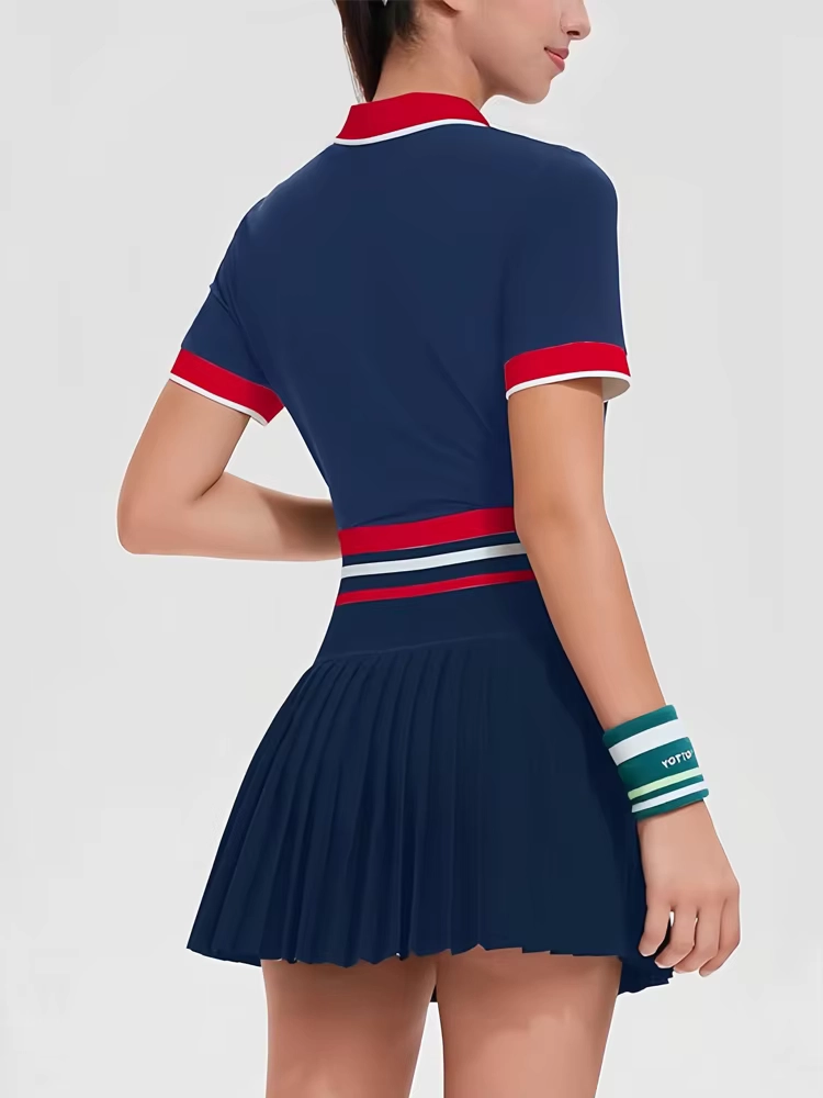 Moisture-Wicking Quarter-Zip Golf Top and Pocketed Pleated Skort Set