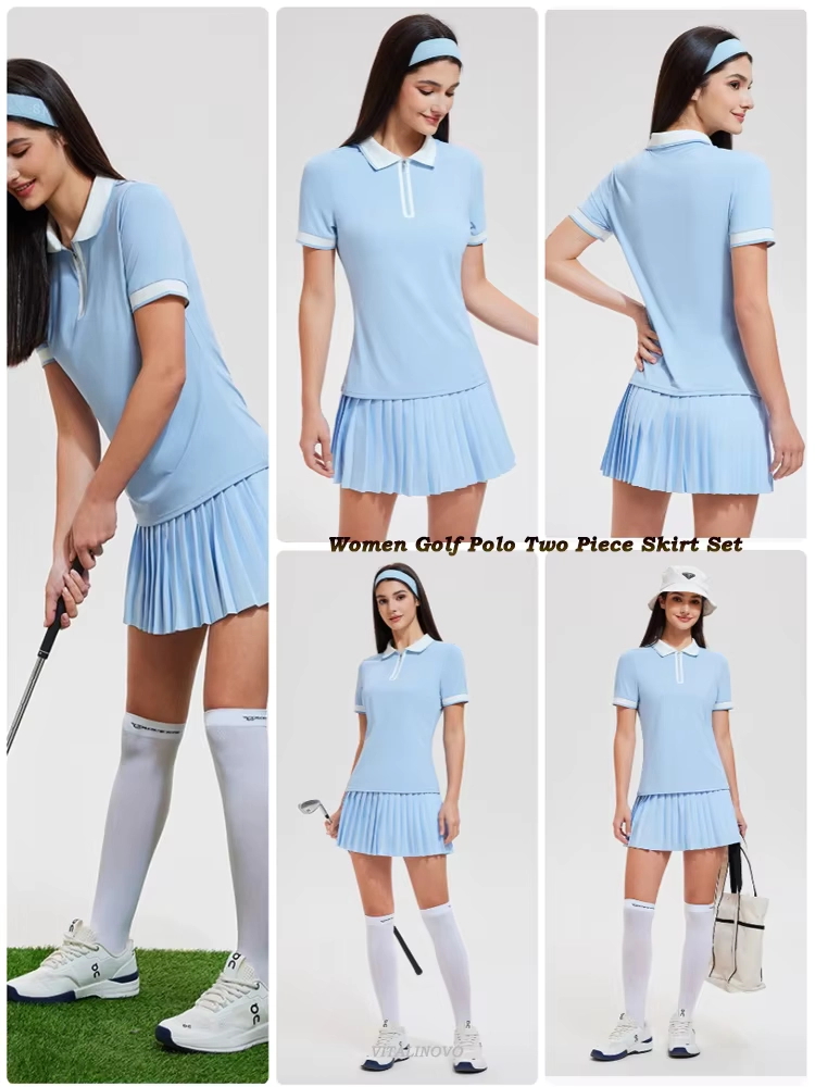 Moisture-Wicking Quarter-Zip Golf Top and Pocketed Pleated Skort Set
