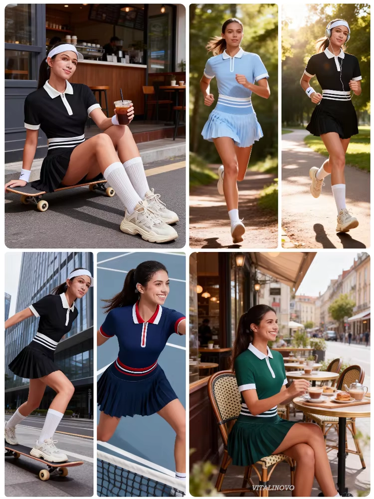 Moisture-Wicking Quarter-Zip Golf Top and Pocketed Pleated Skort Set