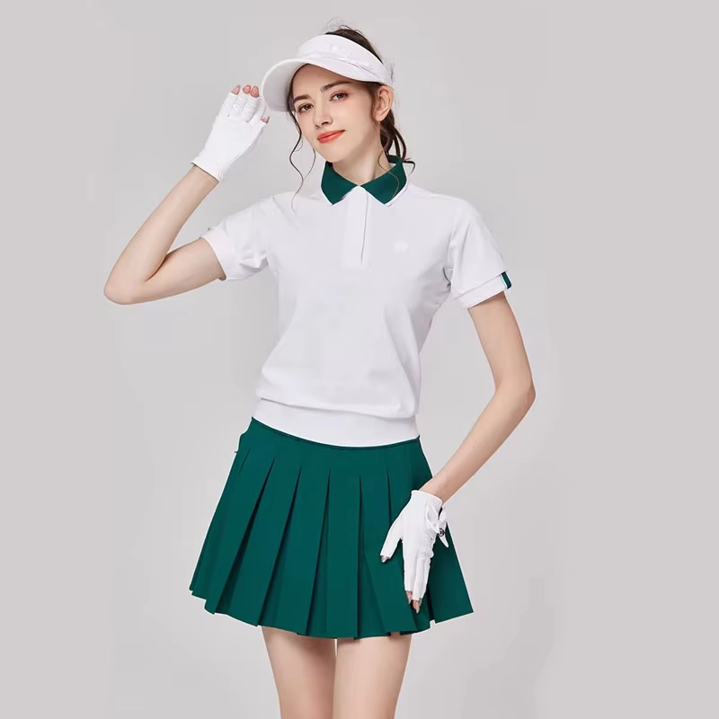 Breathable Quarter-Zip Golf Top and Pleated Skort Set