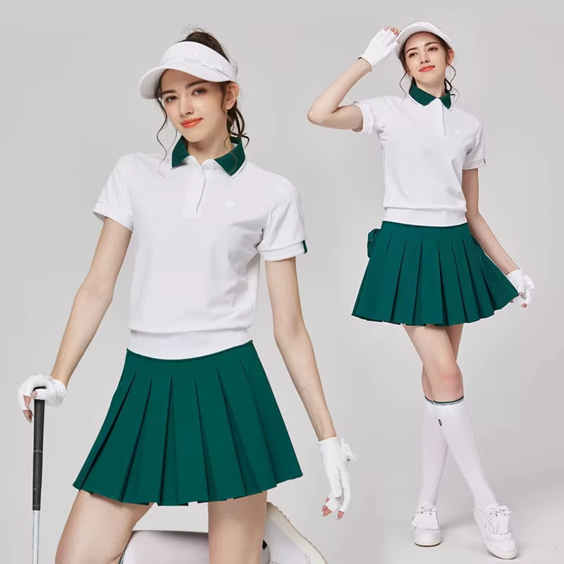 Breathable Quarter-Zip Golf Top and Pleated Skort Set