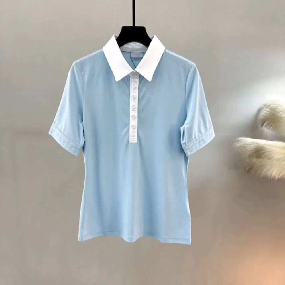 Blue Slim-Fit Quick-Dry Short-Sleeve Golf Polo