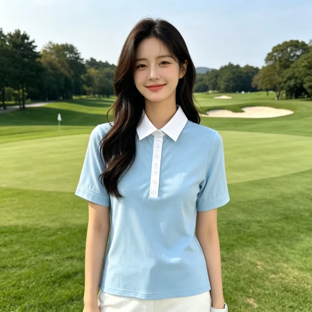 Blue Slim-Fit Quick-Dry Short-Sleeve Golf Polo