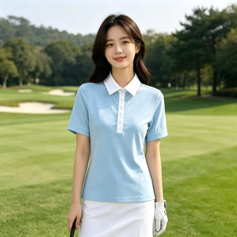 Blue Slim-Fit Quick-Dry Short-Sleeve Golf Polo