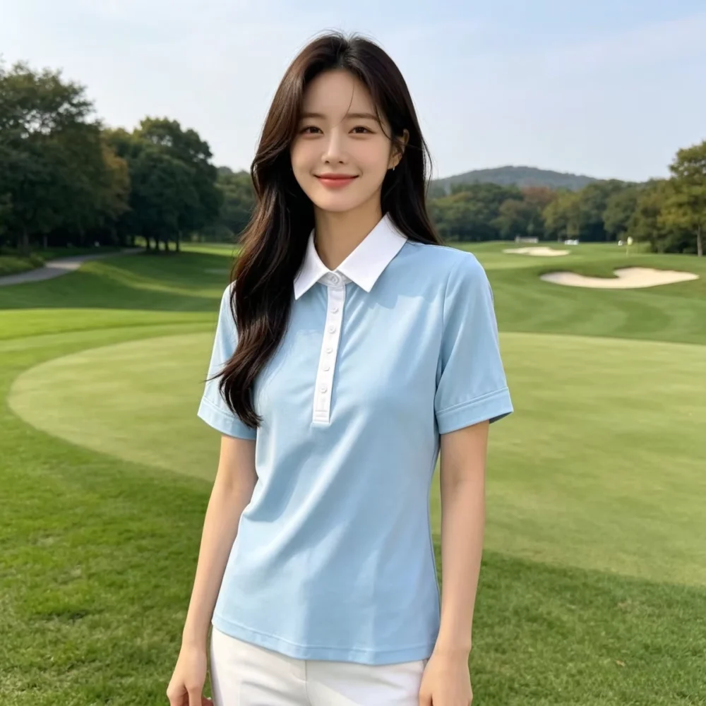 Blue Slim-Fit Quick-Dry Short-Sleeve Golf Polo