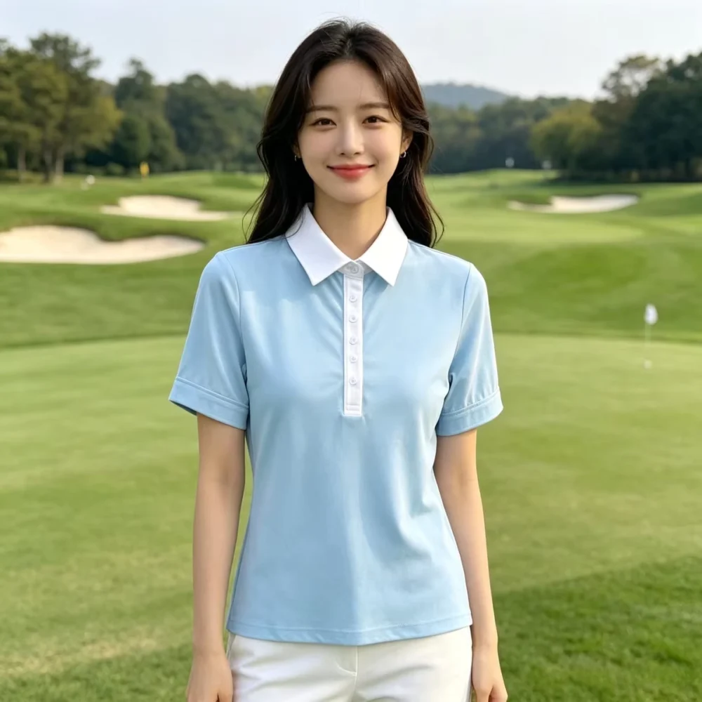 Blue Slim-Fit Quick-Dry Short-Sleeve Golf Polo
