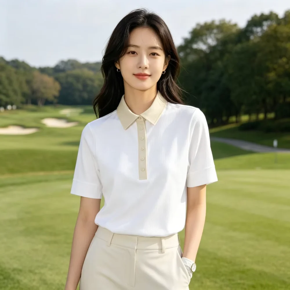 White Quick-Dry Slim Short-Sleeve Golf Polo