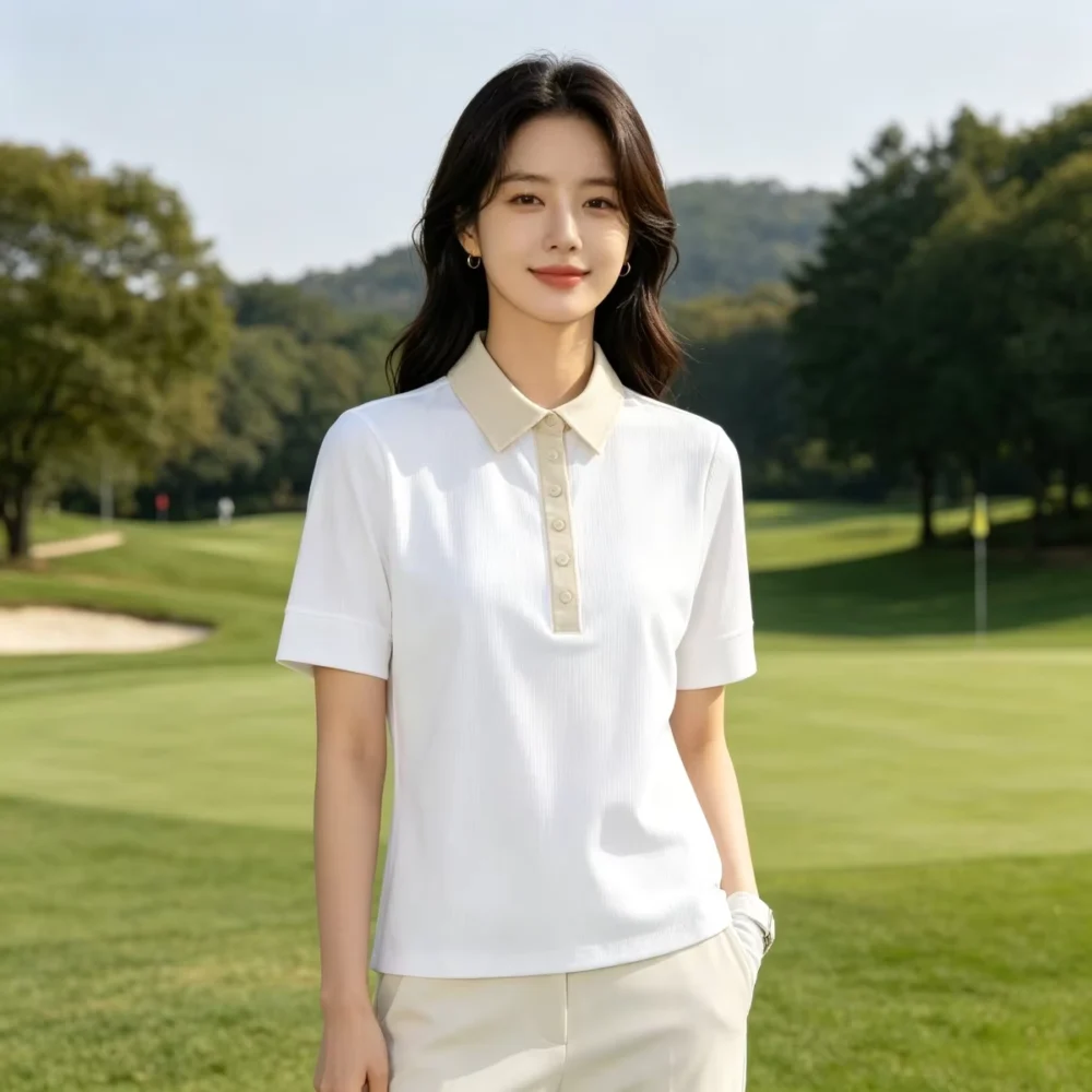 White Quick-Dry Slim Short-Sleeve Golf Polo