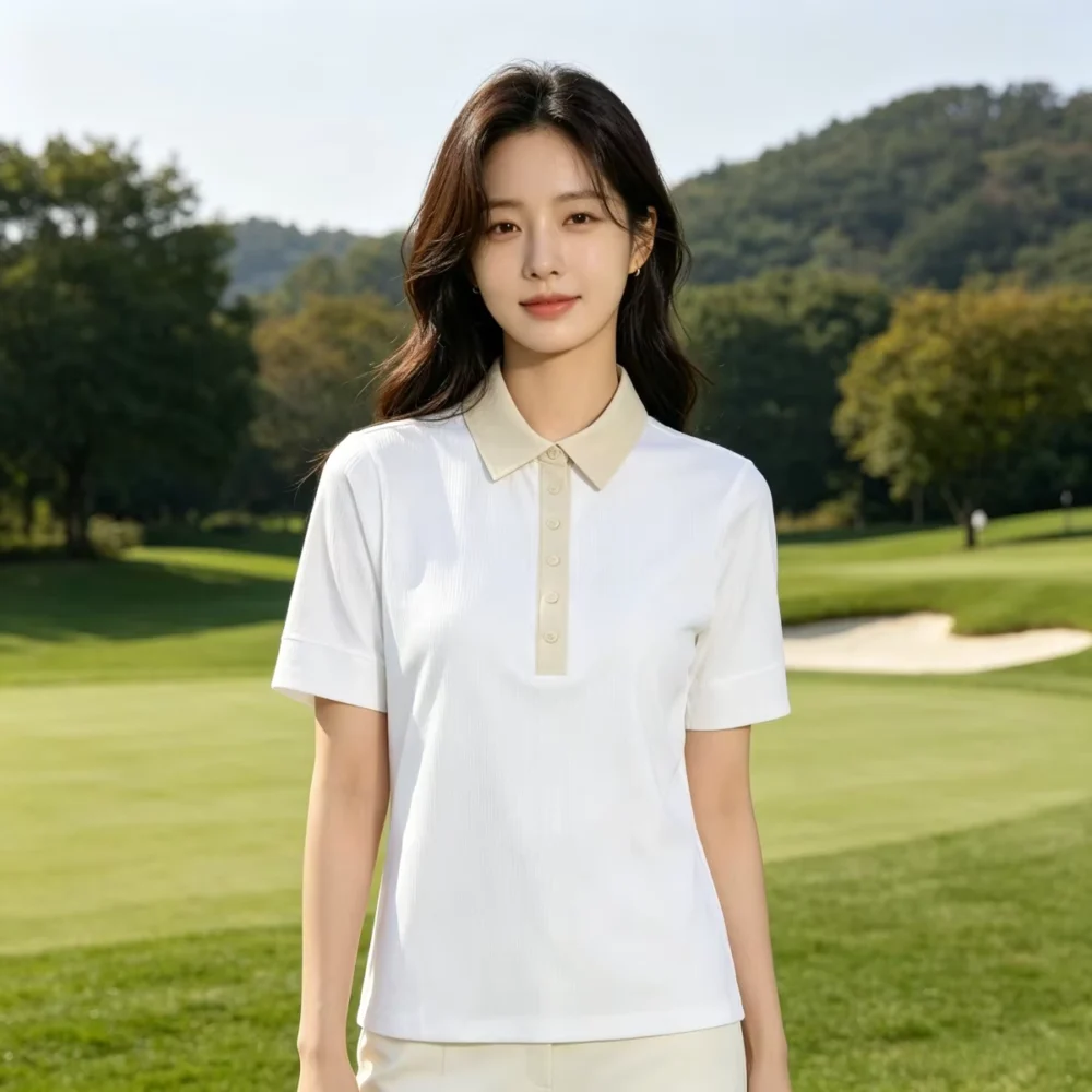 White Quick-Dry Slim Short-Sleeve Golf Polo