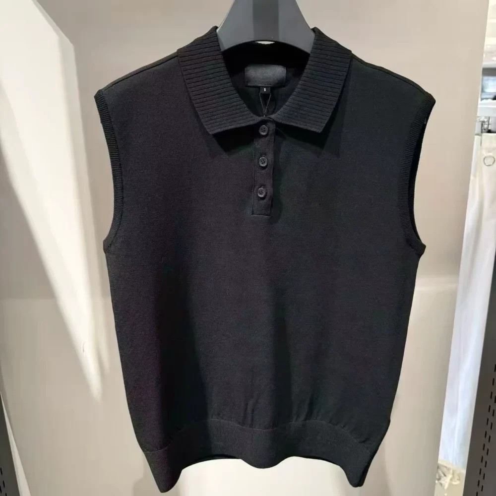 Half-Button Knit Sleeveless Golf Polo