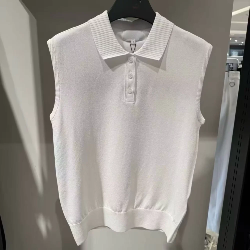 Half-Button Knit Sleeveless Golf Polo