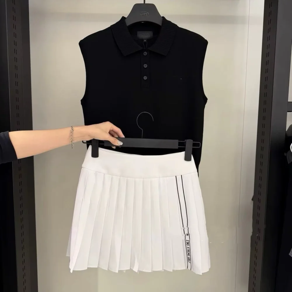 Half-Button Knit Sleeveless Golf Polo