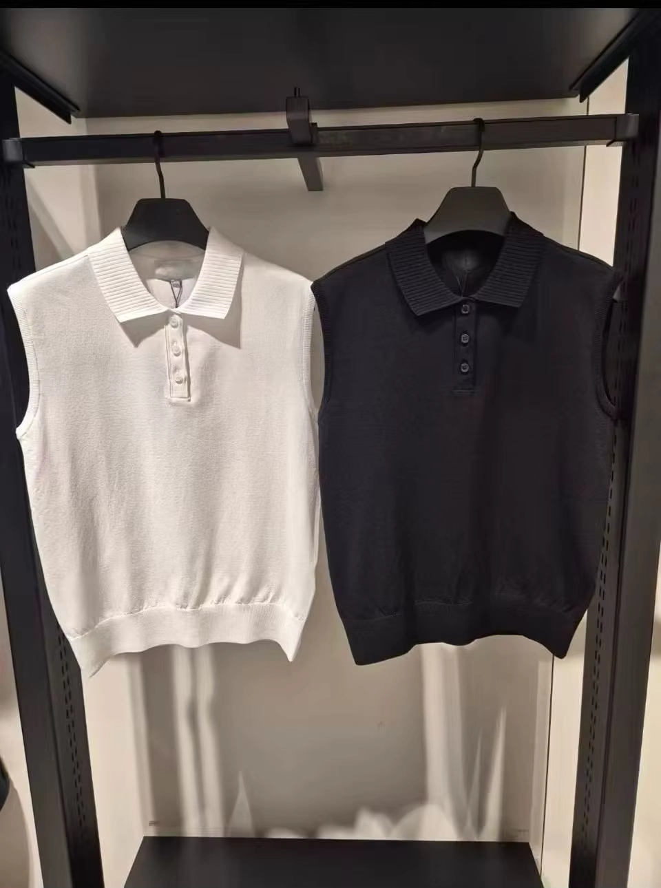 Half-Button Knit Sleeveless Golf Polo