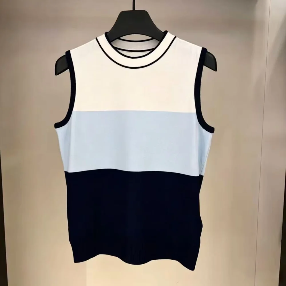 Breathable Color-Block Knit Sleeveless Golf Polo for Summer Play