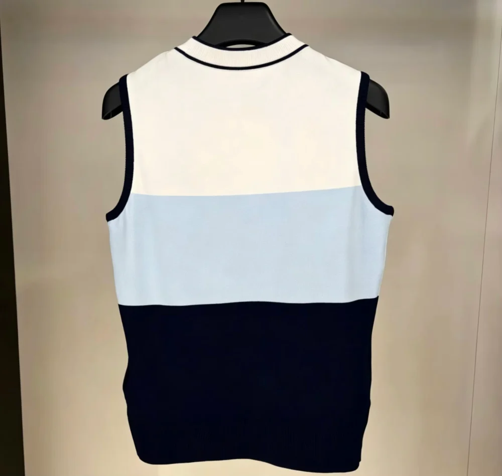 Breathable Color-Block Knit Sleeveless Golf Polo for Summer Play