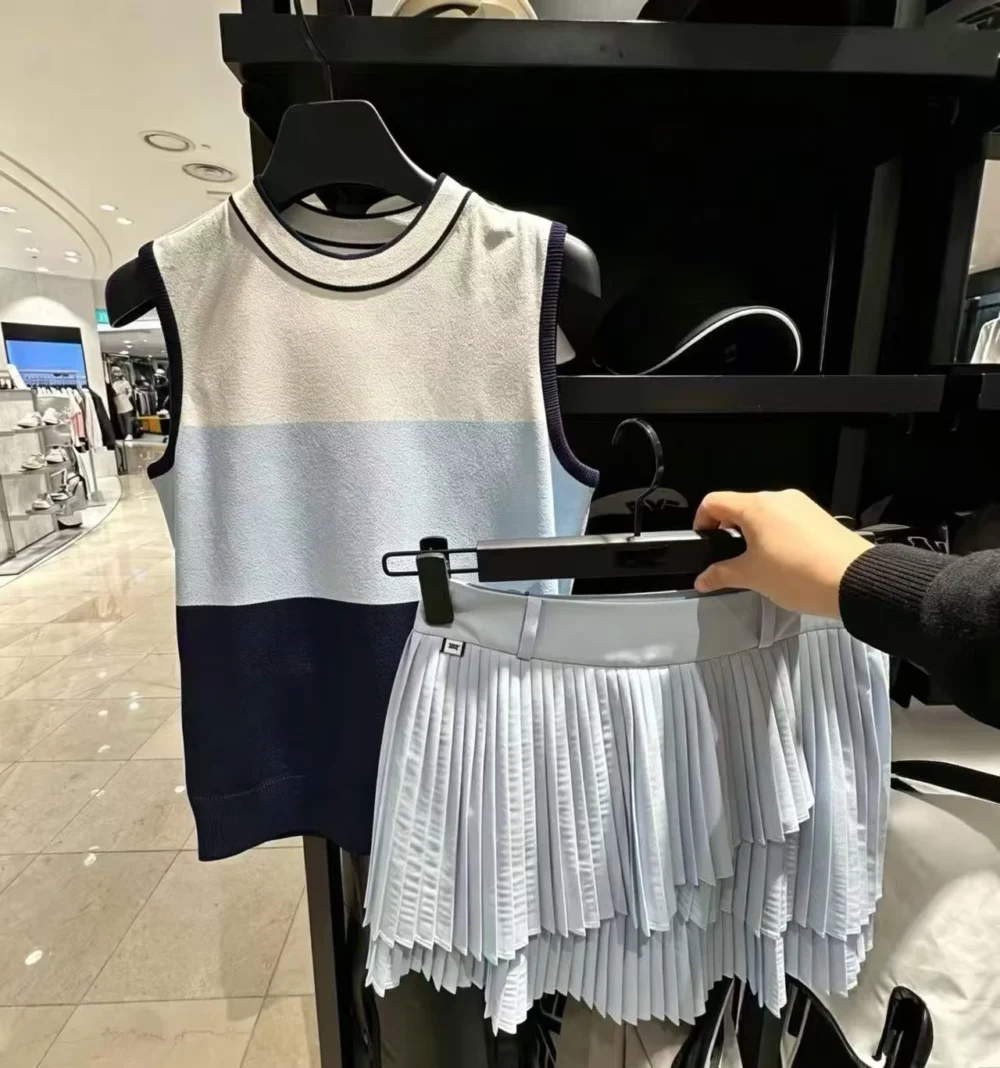 Breathable Color-Block Knit Sleeveless Golf Polo for Summer Play