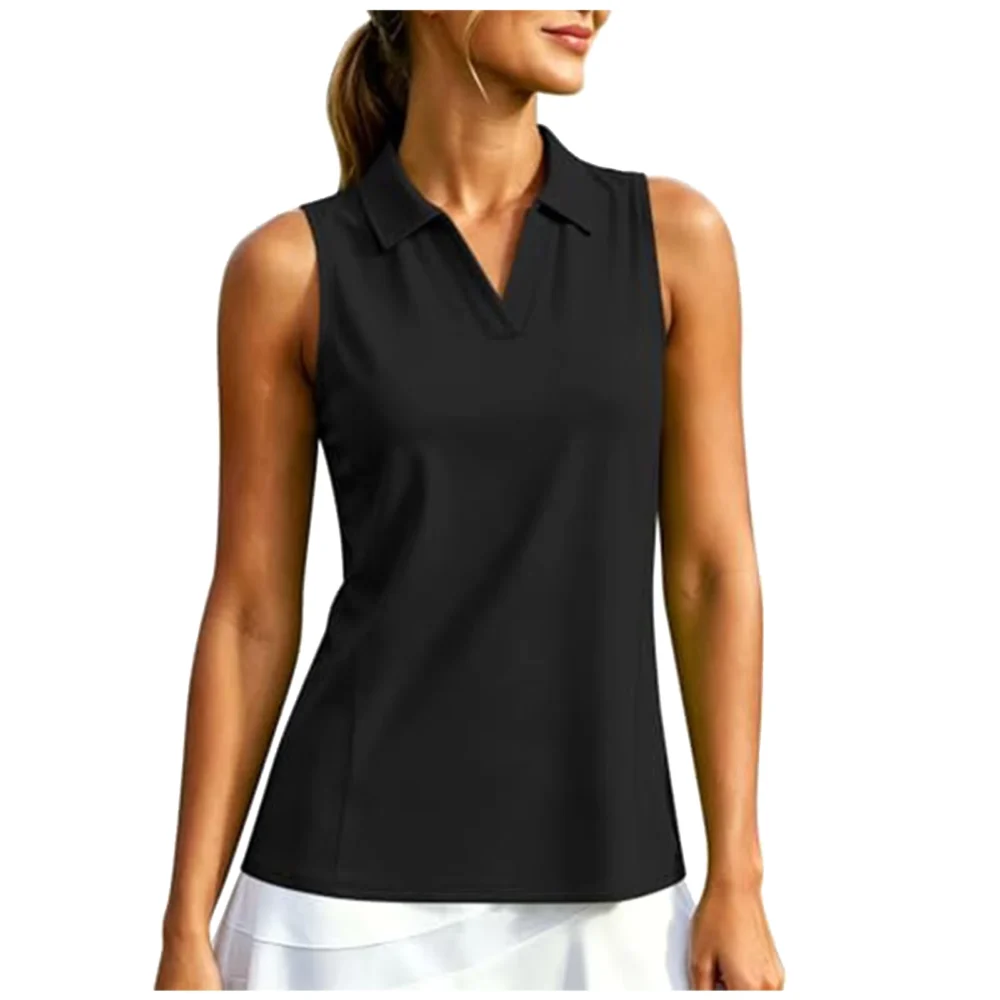 Ruffle-Shoulder Quick-Dry Racerback Sleeveless Golf Top with High Stretch