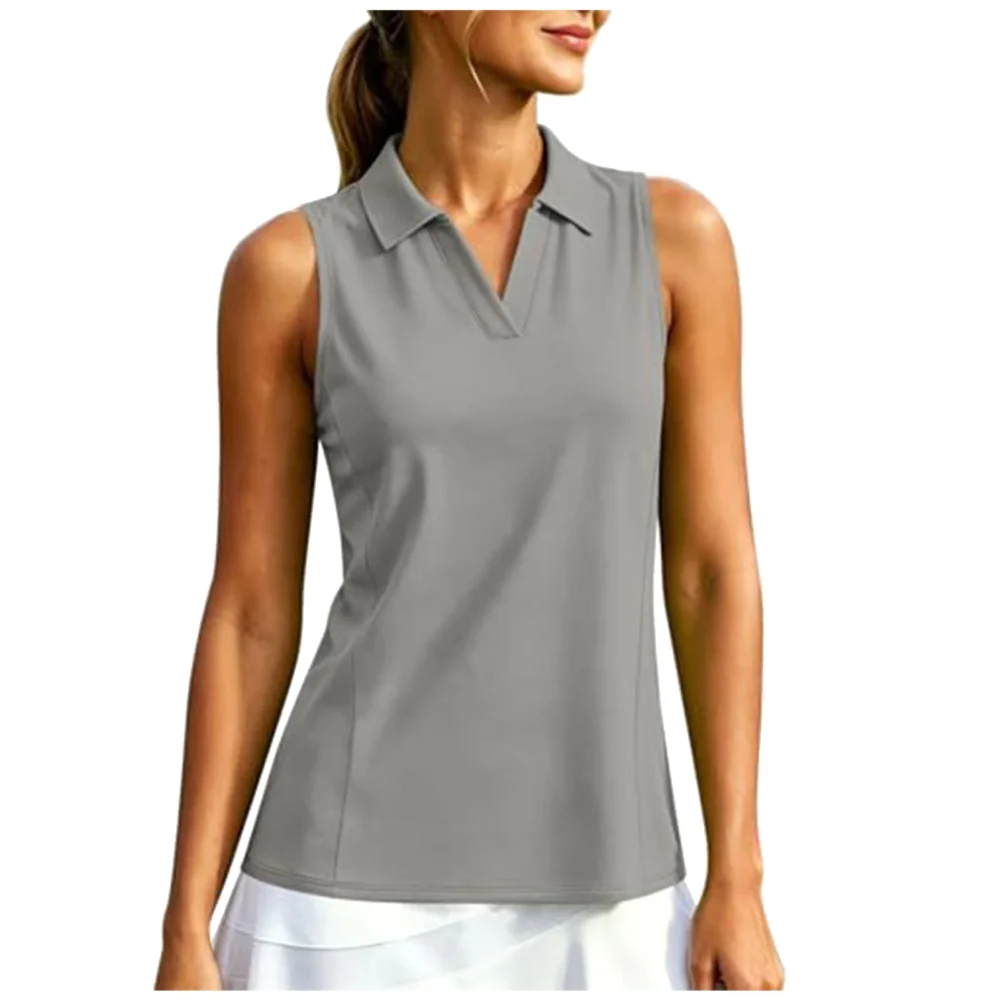 Ruffle-Shoulder Quick-Dry Racerback Sleeveless Golf Top with High Stretch