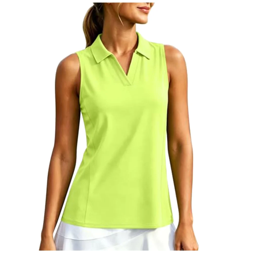 Ruffle-Shoulder Quick-Dry Racerback Sleeveless Golf Top with High Stretch
