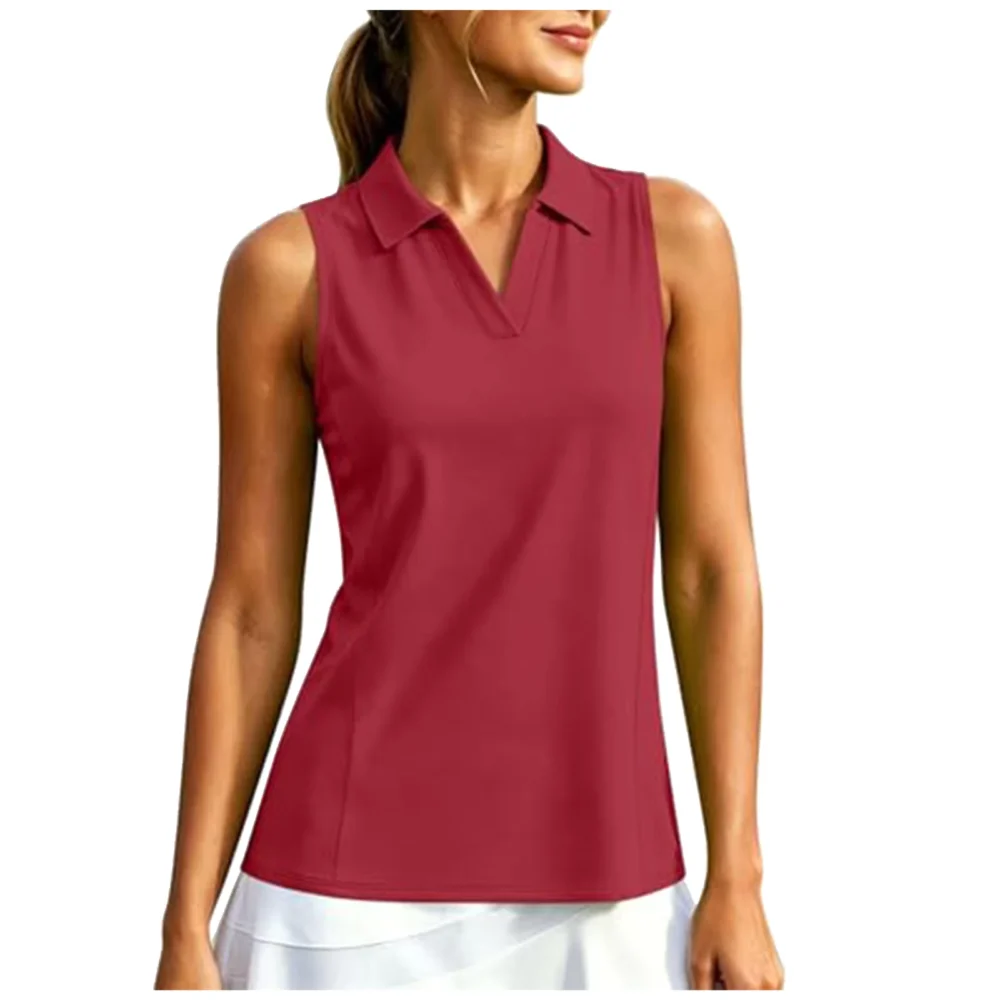 Ruffle-Shoulder Quick-Dry Racerback Sleeveless Golf Top with High Stretch