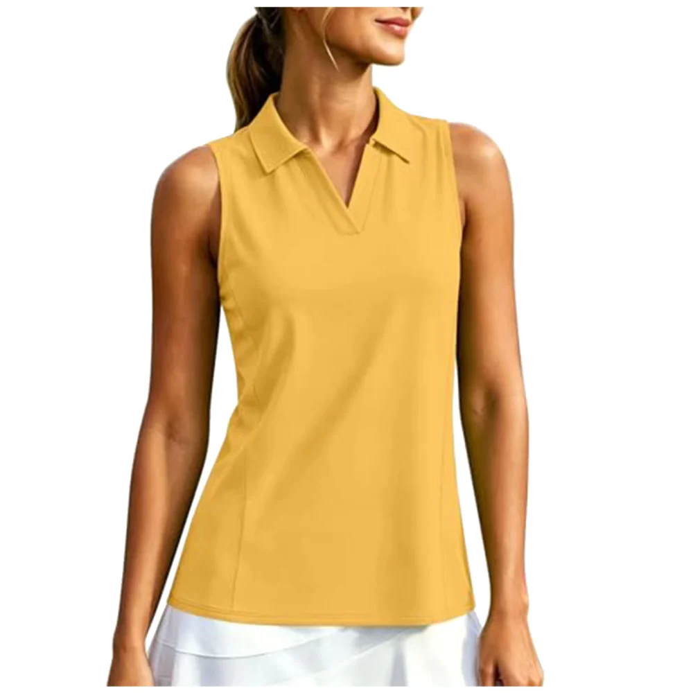 Ruffle-Shoulder Quick-Dry Racerback Sleeveless Golf Top with High Stretch