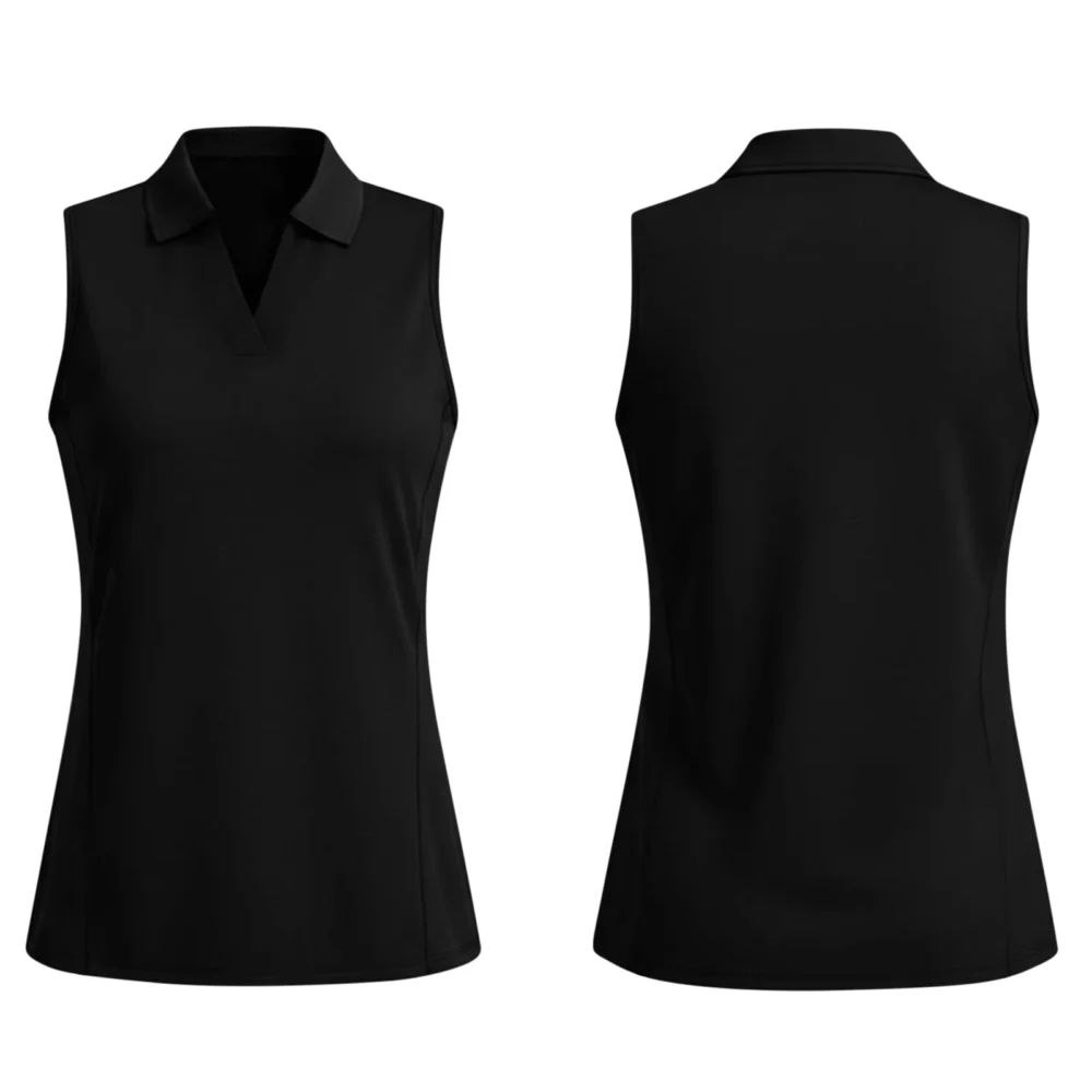 Ruffle-Shoulder Quick-Dry Racerback Sleeveless Golf Top with High Stretch