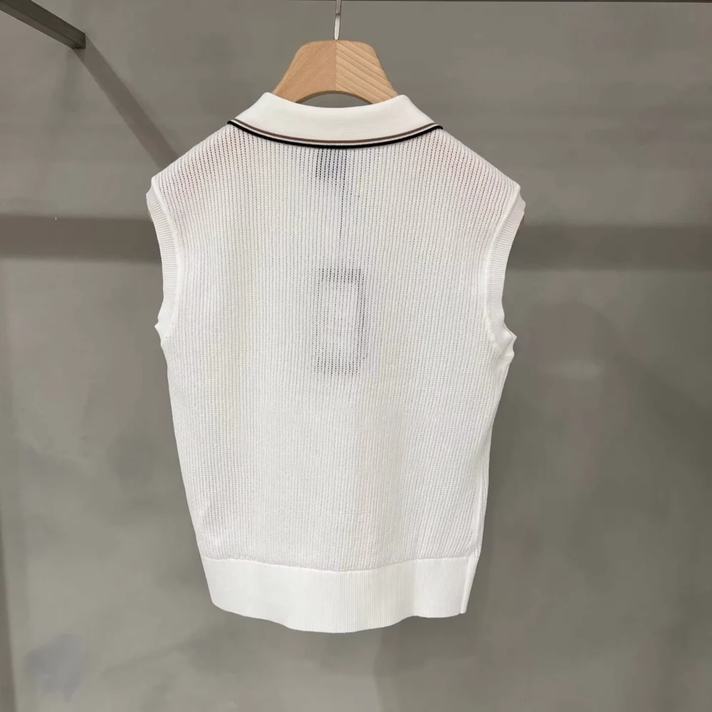 Cooling-Touch Breathable Knit Sleeveless Golf Polo with Lapel Collar