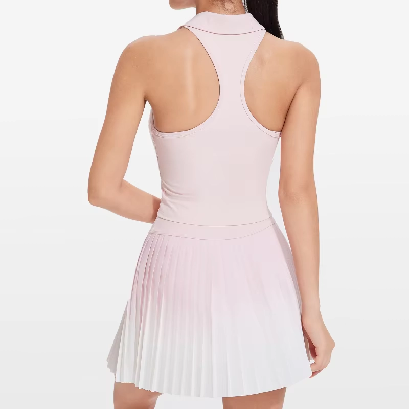 Breathable Built-In Bra Tank and High-Waisted Pleated Golf Skort Set