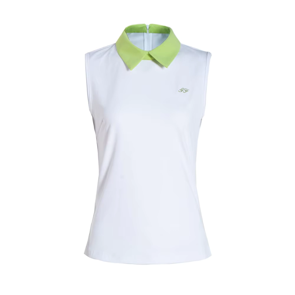 Breathable Sleeveless Golf Polo and Green Pleated Skirt Set