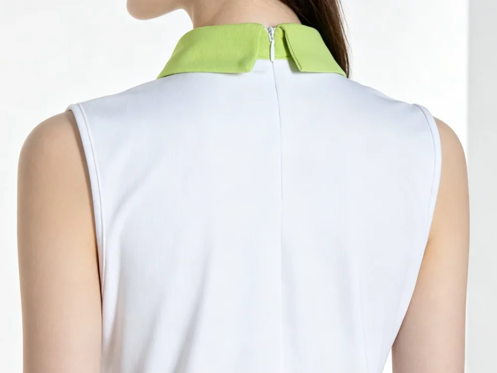 Breathable Sleeveless Golf Polo and Green Pleated Skirt Set