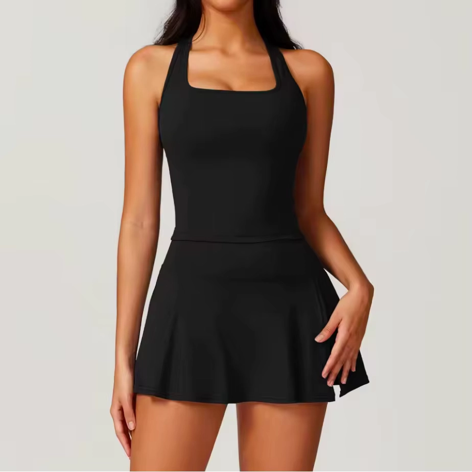 Quick-Dry Sleeveless Tank and High-Waisted Split Golf Skort Set