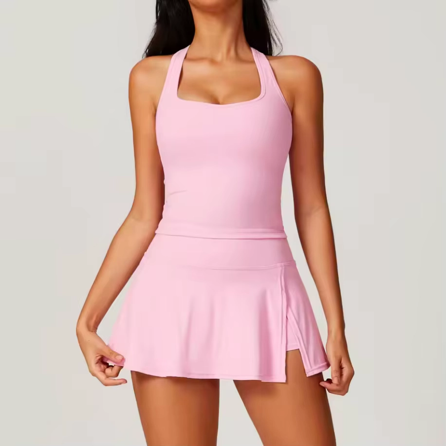 Quick-Dry Sleeveless Tank and High-Waisted Split Golf Skort Set