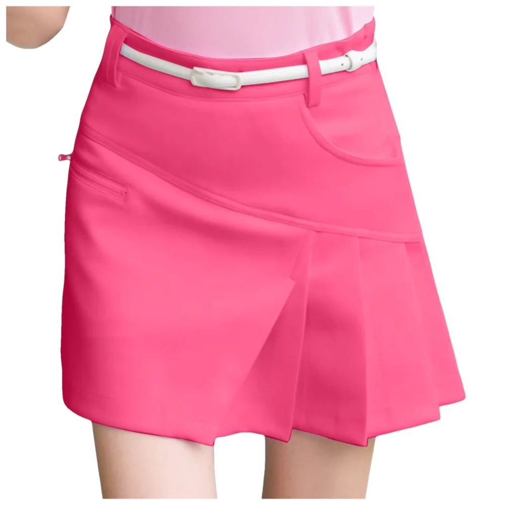 Asymmetrical High-Waisted Golf Skort with Side Zip Pocket