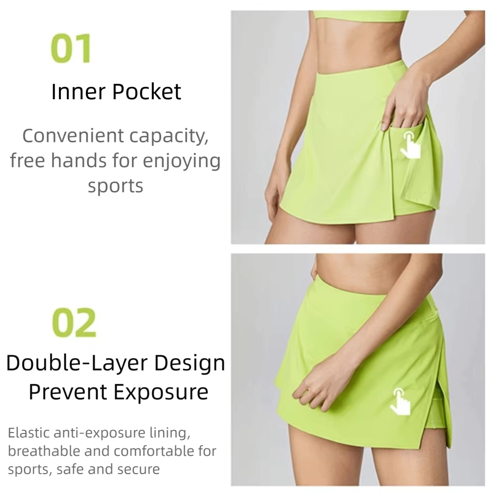 Quick-Dry High-Waisted Golf Skort with Phone Pocket